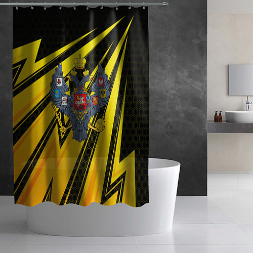 Шторка для ванной Российская империя - желтые стрелы / 3D-принт – фото 2