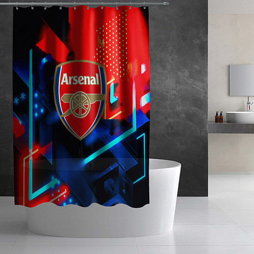 Шторка для ванной Arsenal неоновая геометрия / 3D-принт – фото 2