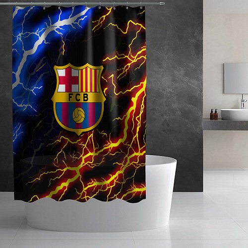 Шторка для ванной Барселона неоновый шторм / 3D-принт – фото 2