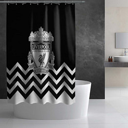 Шторка для душа Liverpool чернобелые линии, цвет: 3D-принт — фото 2