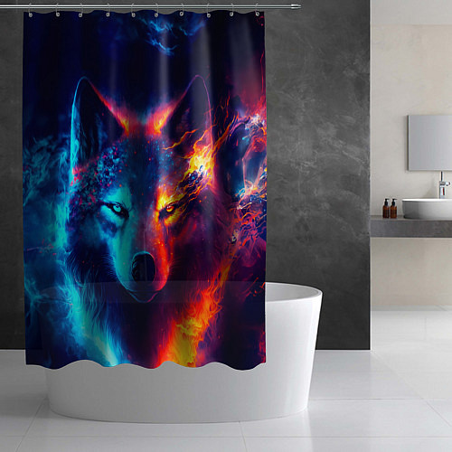 Шторка для ванной Волк льда и пламени / 3D-принт – фото 2