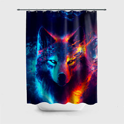 Шторка для душа Волк льда и пламени, цвет: 3D-принт