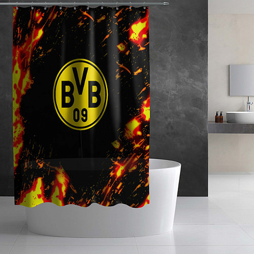 Шторка для ванной Borussia огненные краски / 3D-принт – фото 2