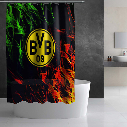 Шторка для ванной Borussia flame toxic / 3D-принт – фото 2