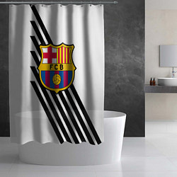 Шторка для душа Barcelona черно белые полосы, цвет: 3D-принт — фото 2