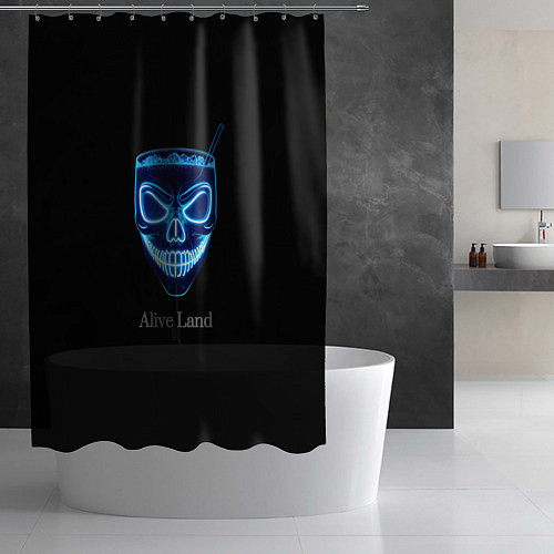 Шторка для ванной Neon skull cocktail / 3D-принт – фото 2