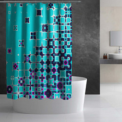 Шторка для душа Геометрическая метаморфоза на бирюзе, цвет: 3D-принт — фото 2