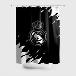 Шторка для душа Реал Мадрид белый огонь, цвет: 3D-принт