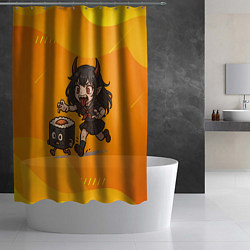 Шторка для душа Девочка дьявол бежит за роллом, цвет: 3D-принт — фото 2