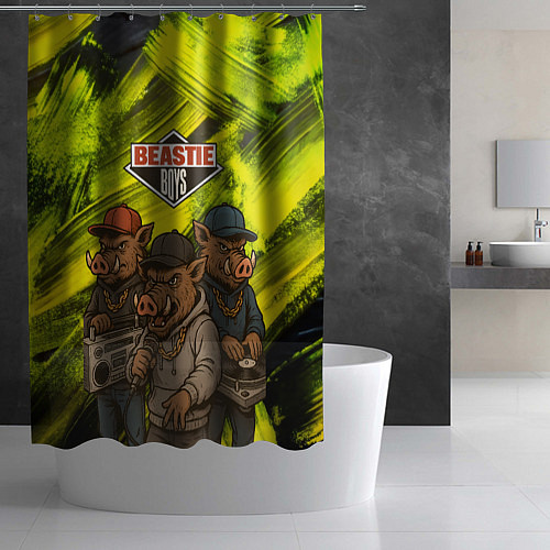 Шторка для ванной Beastie boys в образе кабанов / 3D-принт – фото 2