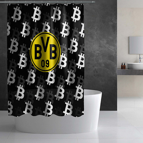 Шторка для ванной Borussia биткоин паттерн / 3D-принт – фото 2