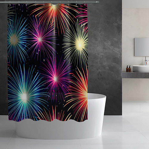 Шторка для ванной Стилизованный праздничный салют / 3D-принт – фото 2