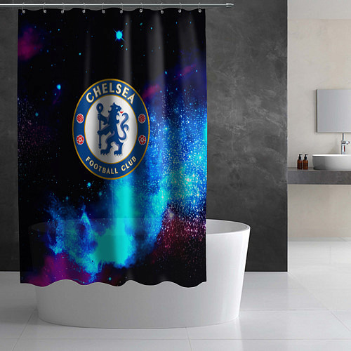 Шторка для ванной Челси неоновый космос / 3D-принт – фото 2