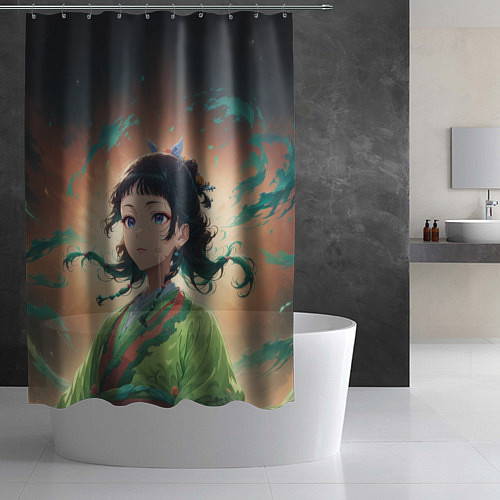 Шторка для ванной Маомао на фоне облаков / 3D-принт – фото 2