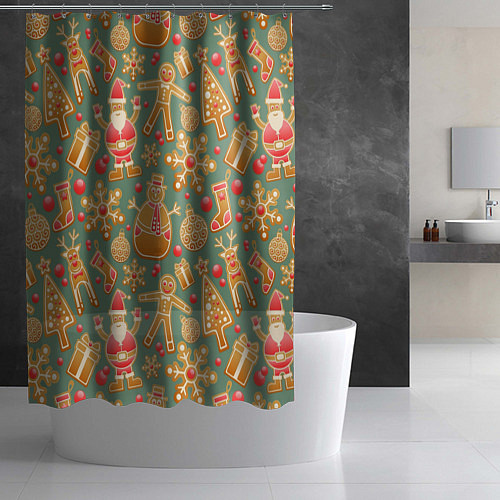 Шторка для ванной Имбирные пряники / 3D-принт – фото 2