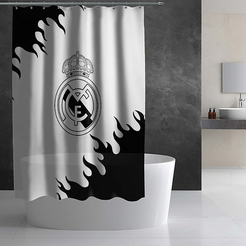Шторка для ванной Реал Мадрид черный огонь / 3D-принт – фото 2
