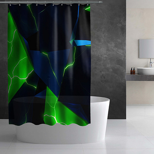Шторка для ванной Neon tile green / 3D-принт – фото 2
