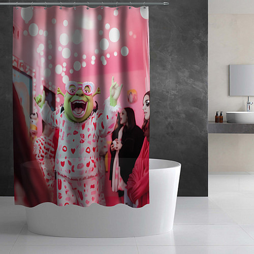Шторка для ванной Шрек пижамная вечеринка / 3D-принт – фото 2