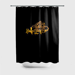 Шторка для душа Хэллоуин - Тыква в паутине, цвет: 3D-принт