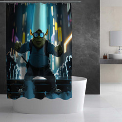 Шторка для душа Шрек в неоновых очках, цвет: 3D-принт — фото 2