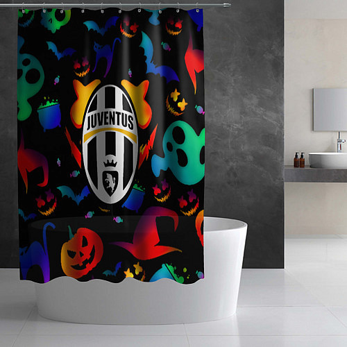 Шторка для ванной Juventus хэллоуин неон / 3D-принт – фото 2