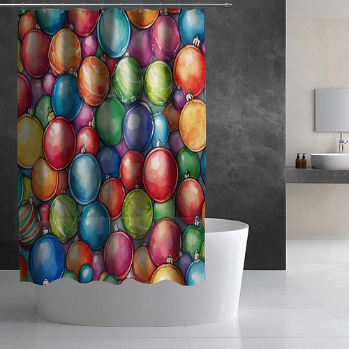 Шторка для ванной Россыпь новогодних шаров / 3D-принт – фото 2