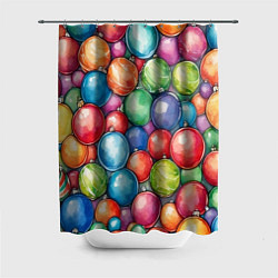 Шторка для душа Россыпь новогодних шаров, цвет: 3D-принт