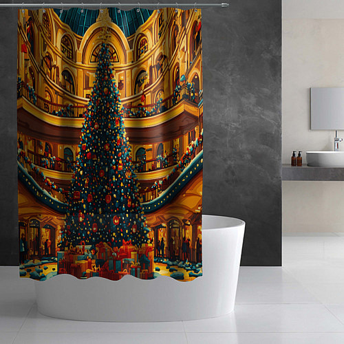 Шторка для ванной Московская новогодняя елка / 3D-принт – фото 2