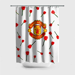 Шторка для душа Манчестер Юнайтед розы паттерн, цвет: 3D-принт