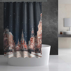 Шторка для душа Праздничная ночь в Москве, цвет: 3D-принт — фото 2