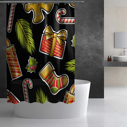 Шторка для ванной Рождественский вайб / 3D-принт – фото 2