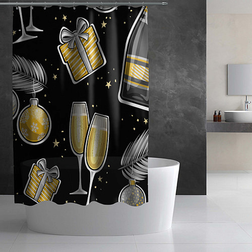 Шторка для ванной Новогодний вайб / 3D-принт – фото 2