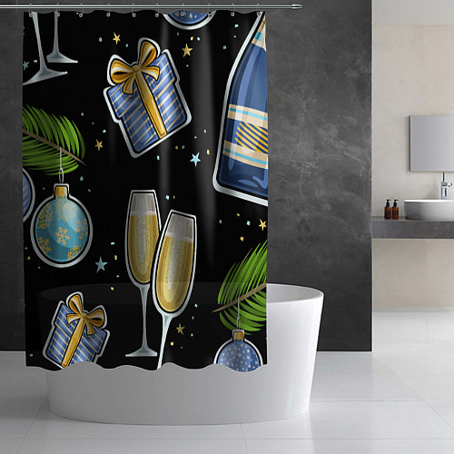 Шторка для ванной Новогодний вайб / 3D-принт – фото 2