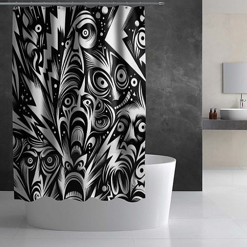 Шторка для ванной Lightnings and faces - ai art fantasy / 3D-принт – фото 2