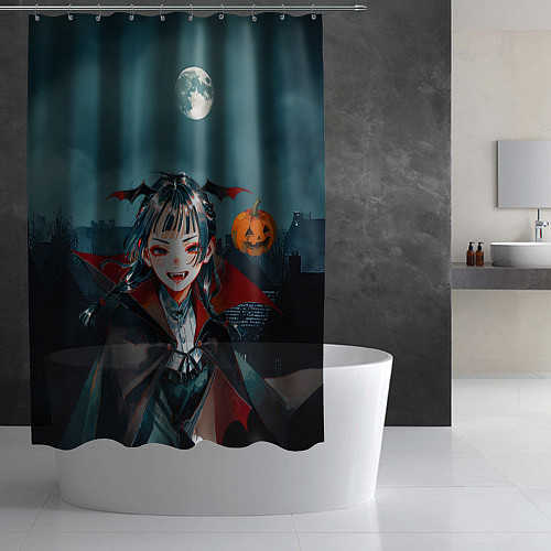 Шторка для ванной Вампирша МаоМао - Монолог Фармацевта аниме Хэллоуи / 3D-принт – фото 2