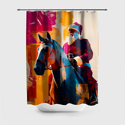 Шторка для душа Дед Мороз на коне, цвет: 3D-принт