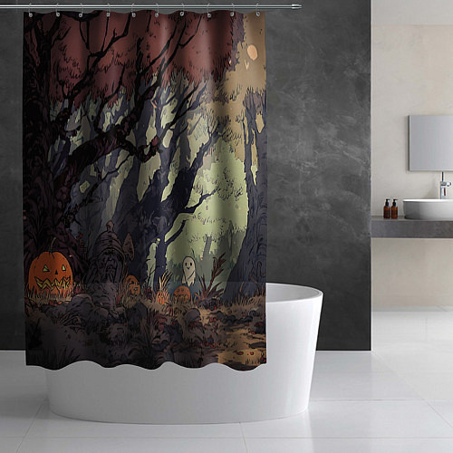 Шторка для ванной Призрачный лес / 3D-принт – фото 2
