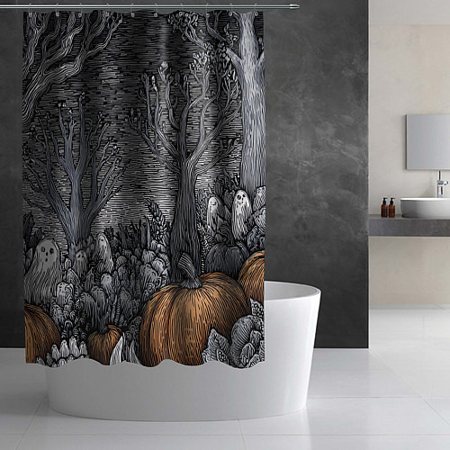 Шторка для ванной Осенние шалости духов / 3D-принт – фото 2