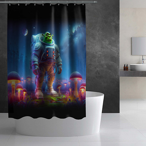 Шторка для ванной Шрек бравый космонавт - неоновое свечение / 3D-принт – фото 2