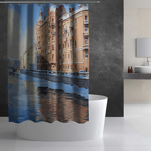 Шторка для ванной Зимний Санкт-Петербург / 3D-принт – фото 2