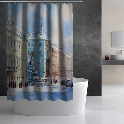 Шторка для ванной Зимний Питер / 3D-принт – фото 2