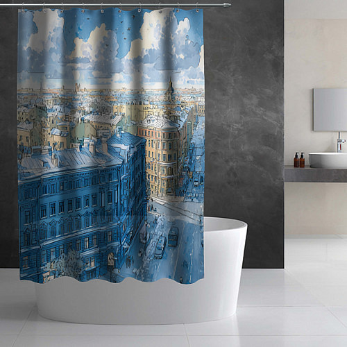 Шторка для ванной Зимний утренний Питер / 3D-принт – фото 2