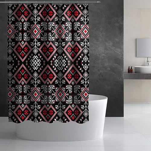 Шторка для ванной Славянский орнамент обережный / 3D-принт – фото 2
