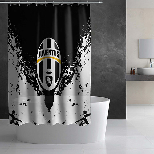 Шторка для ванной Ювентус краски всплеск текстура / 3D-принт – фото 2