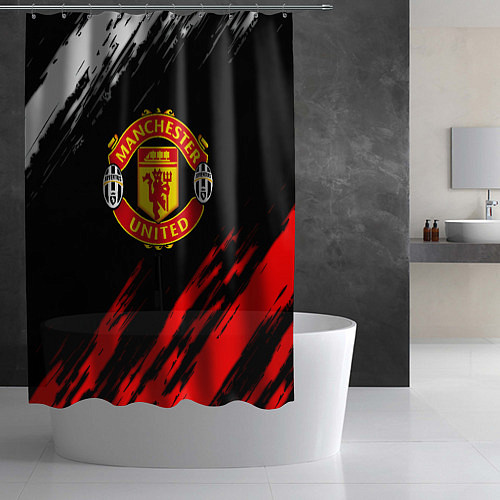 Шторка для ванной Манчестер Юнайтед x Ювентус краски / 3D-принт – фото 2