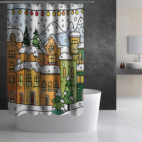 Шторка для ванной Новогодний снегопад / 3D-принт – фото 2
