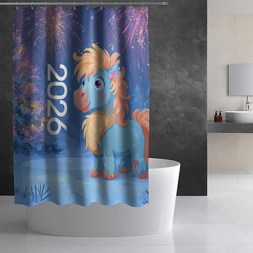 Шторка для ванной Милая лошадка 2026 / 3D-принт – фото 2