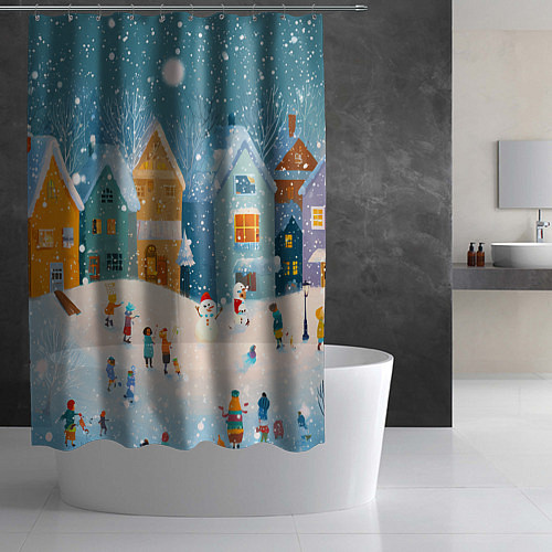 Шторка для ванной Новогодние каникулы / 3D-принт – фото 2
