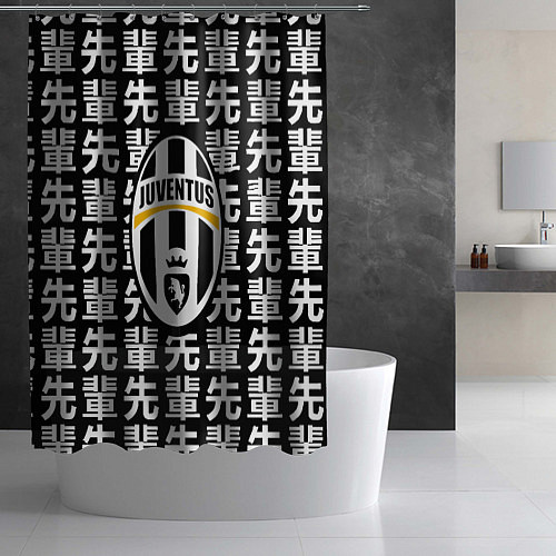 Шторка для ванной Ювентус япония символы / 3D-принт – фото 2