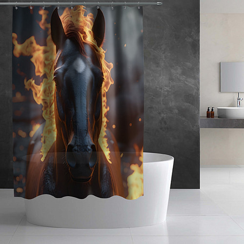 Шторка для ванной Лошадь с огнем / 3D-принт – фото 2